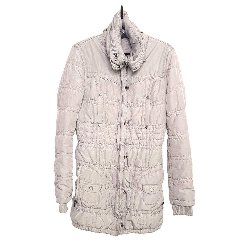 Zara TRF Collection Jacket Quilted Size Medium Gray Jersey Lined